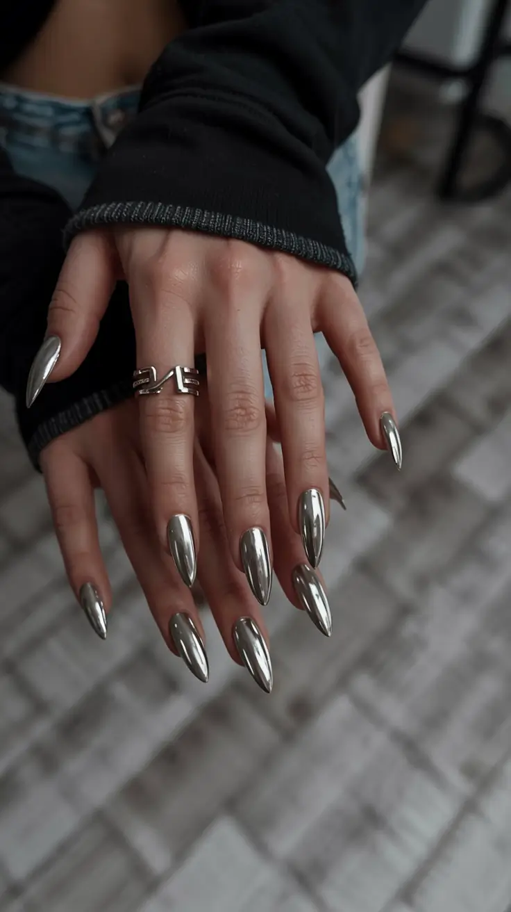 chrome nails 2026 Chrome Dagger Energy