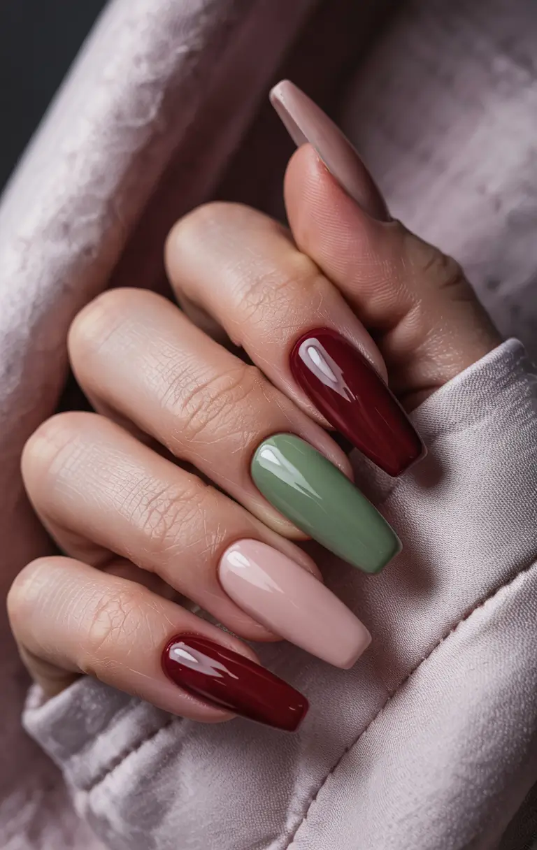 coffin nails 2026 Earth-Toned Rainbow Harmony