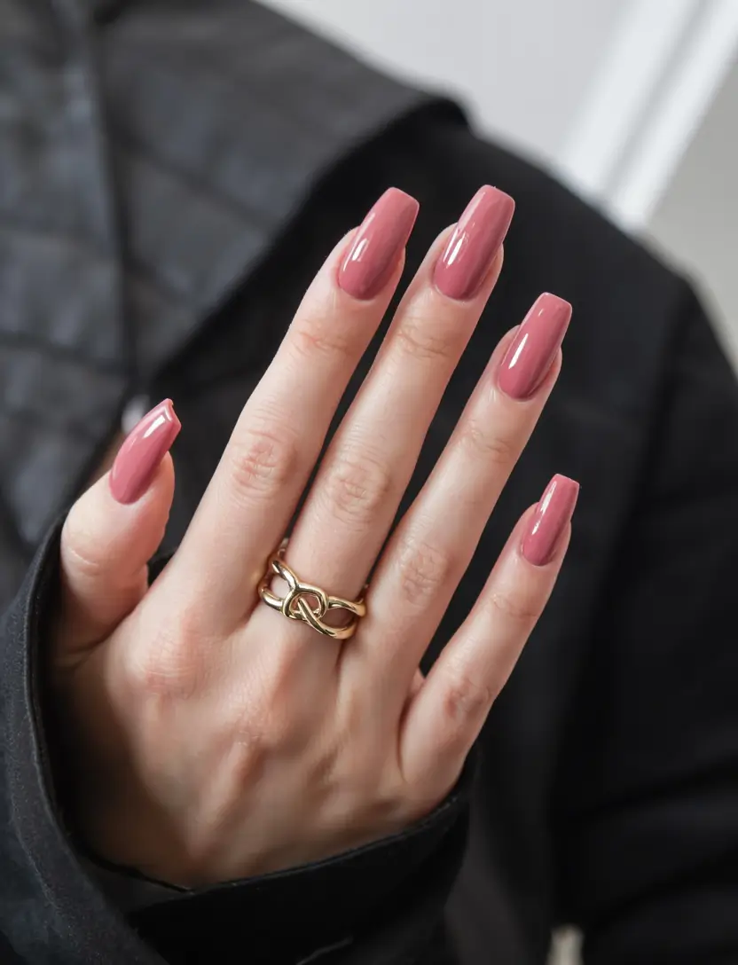 coffin nails 2026 Muted Rose Chic