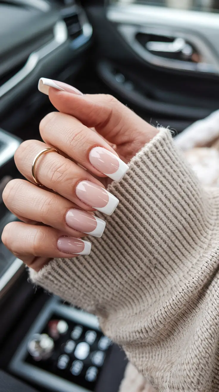 coffin nails 2026 Classic French with a Square-Edge Twist