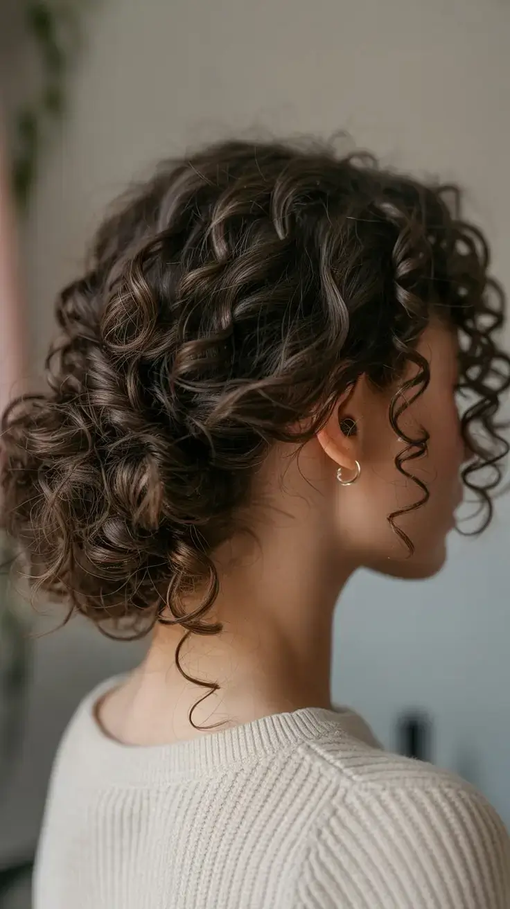 curly hairstyle ideas 2026 Low Romantic Bun With Sculpted Curls