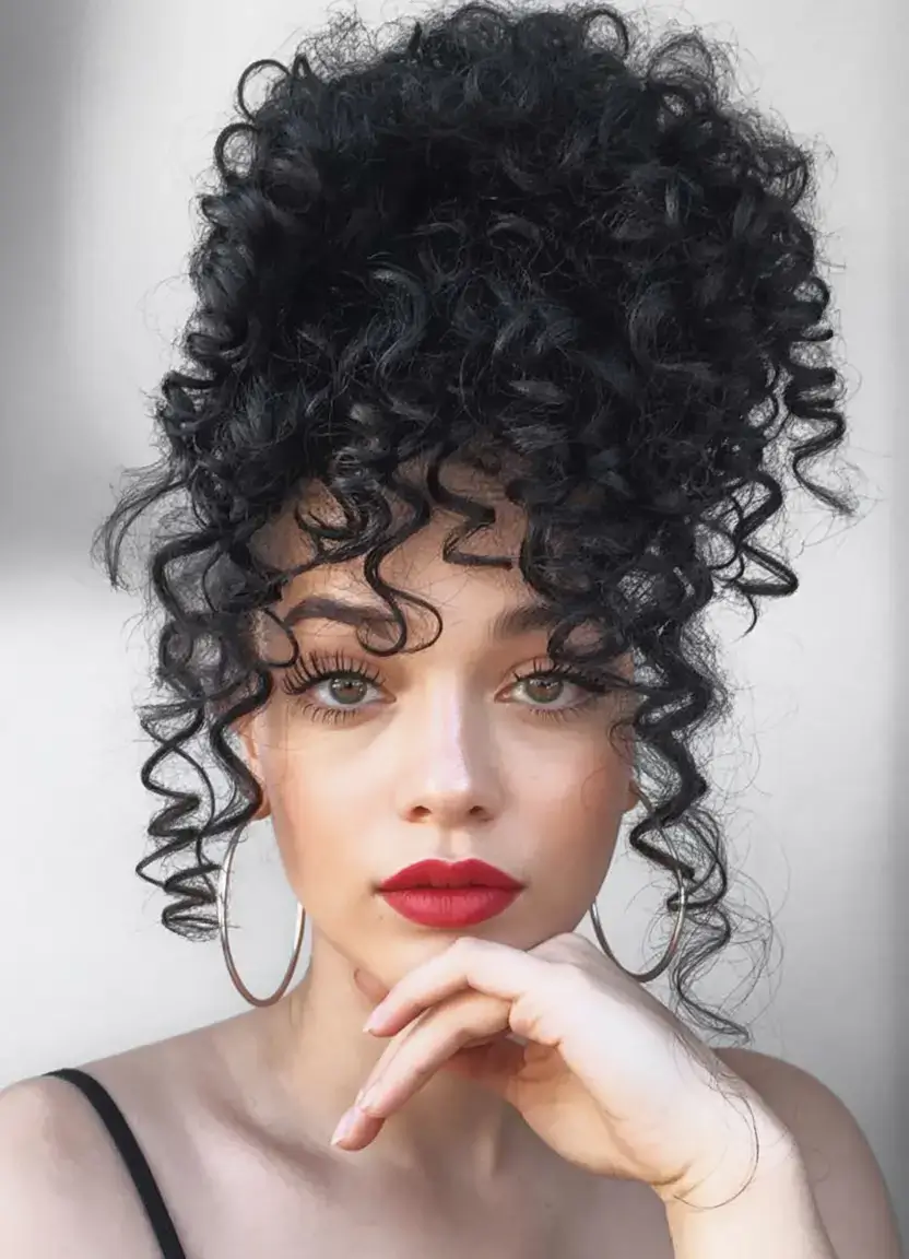 curly hairstyle ideas 2026 Big Bombshell Puff With Retro Pin-Up Curls
