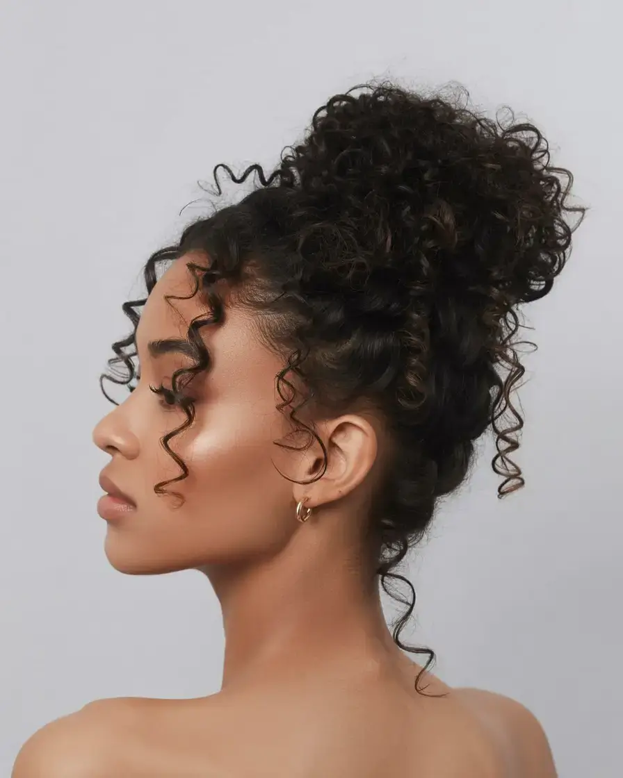curly hairstyle ideas 2026 Polished Puff With Perfect Ringlets