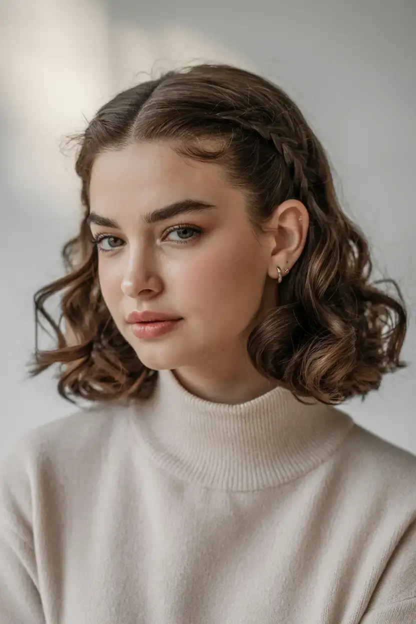 cute hairstyle ideas 2026+Short Hair with Side Braided Accent