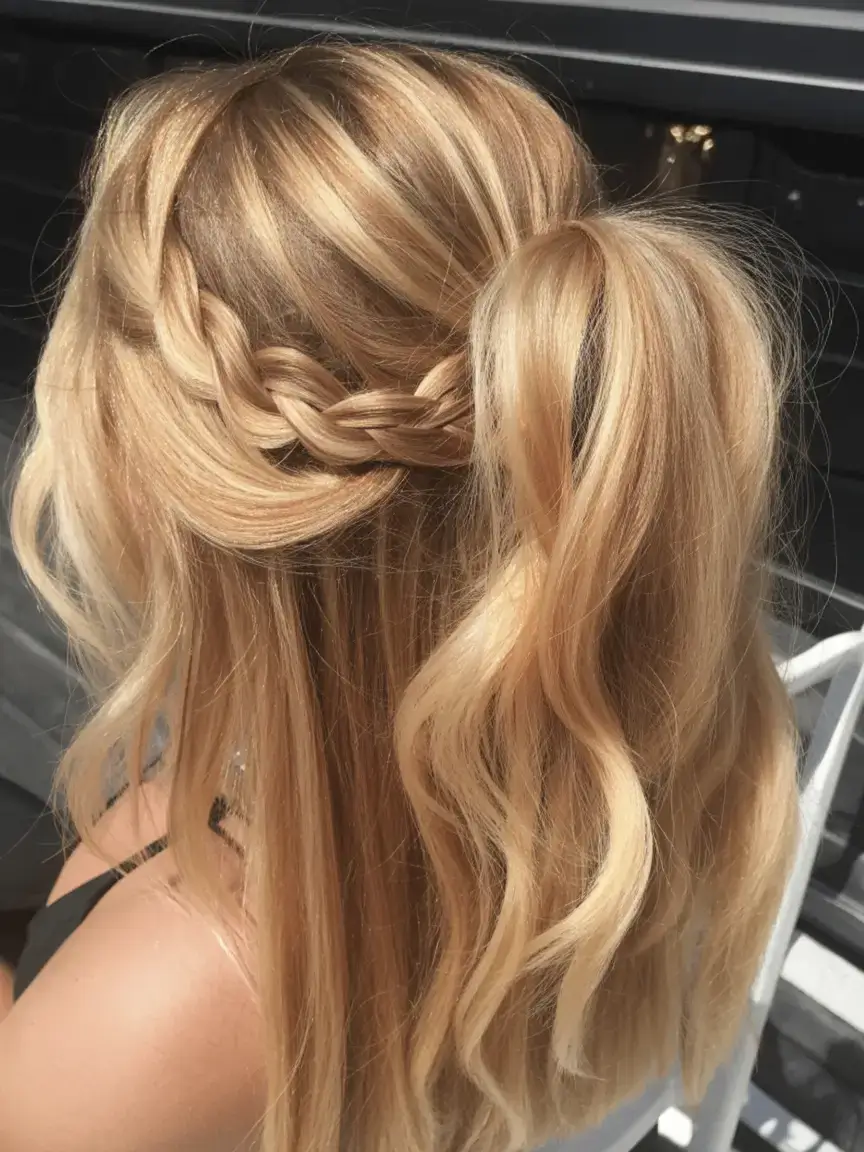 cute hairstyle ideas 2026+Side Crown Braid with a Casual Pony