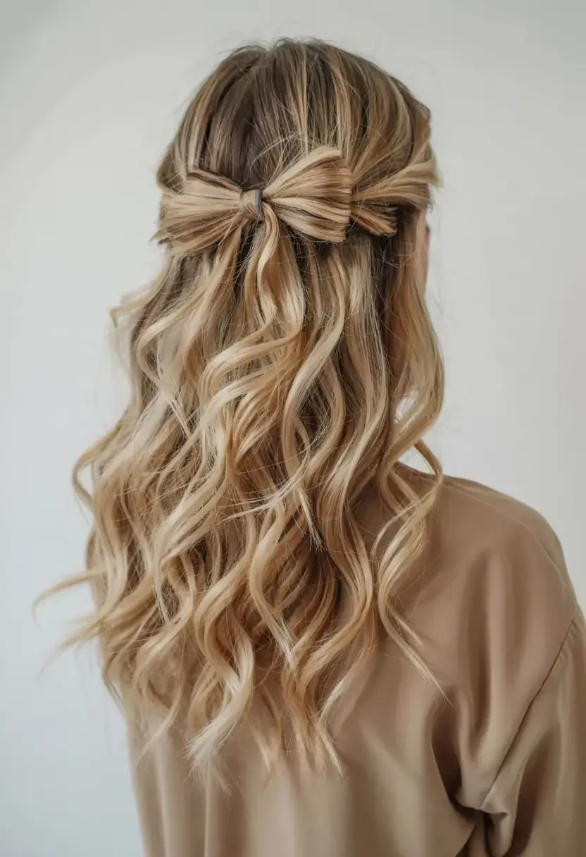cute hairstyle ideas 2026+Perfect Bow Detail on Loose Waves