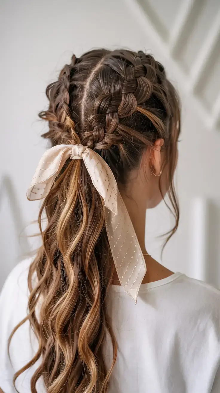cute hairstyle ideas 2026+Twist Braids with a Luxe Ribbon