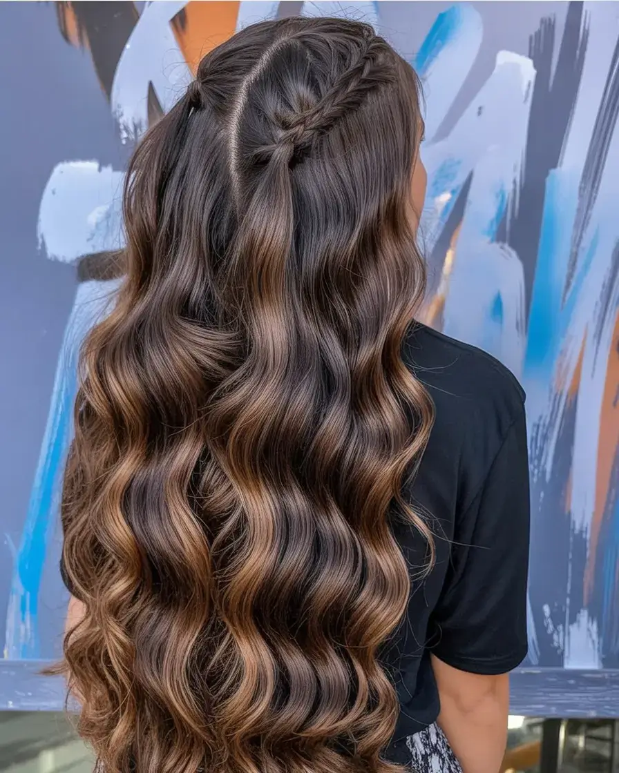 cute hairstyle ideas 2026+Twisted Crown Meets Hollywood Waves