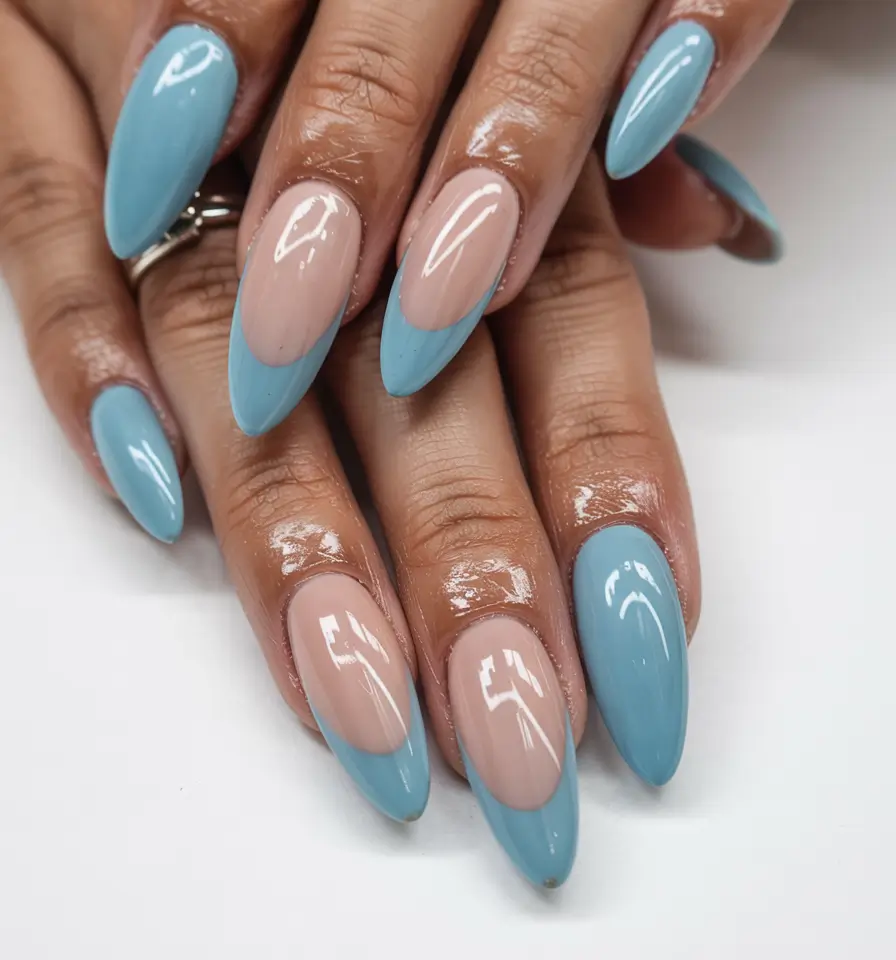 cute nails 2026 Sky Blue French Curves