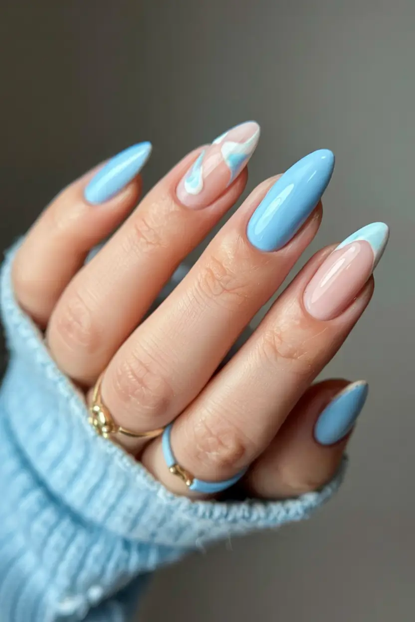 cute nails 2026 Airbrushed Sky With Cloudy Whimsy