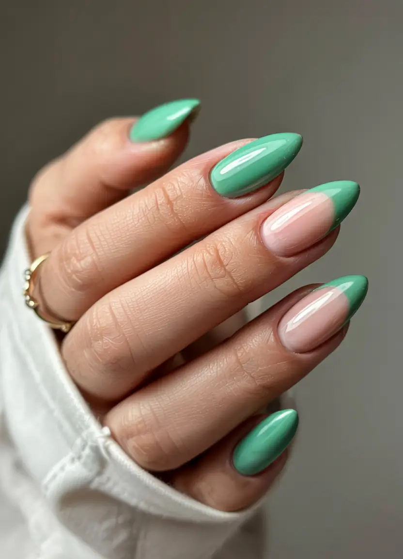 cute nails 2026 Mint Tips and Negative Space