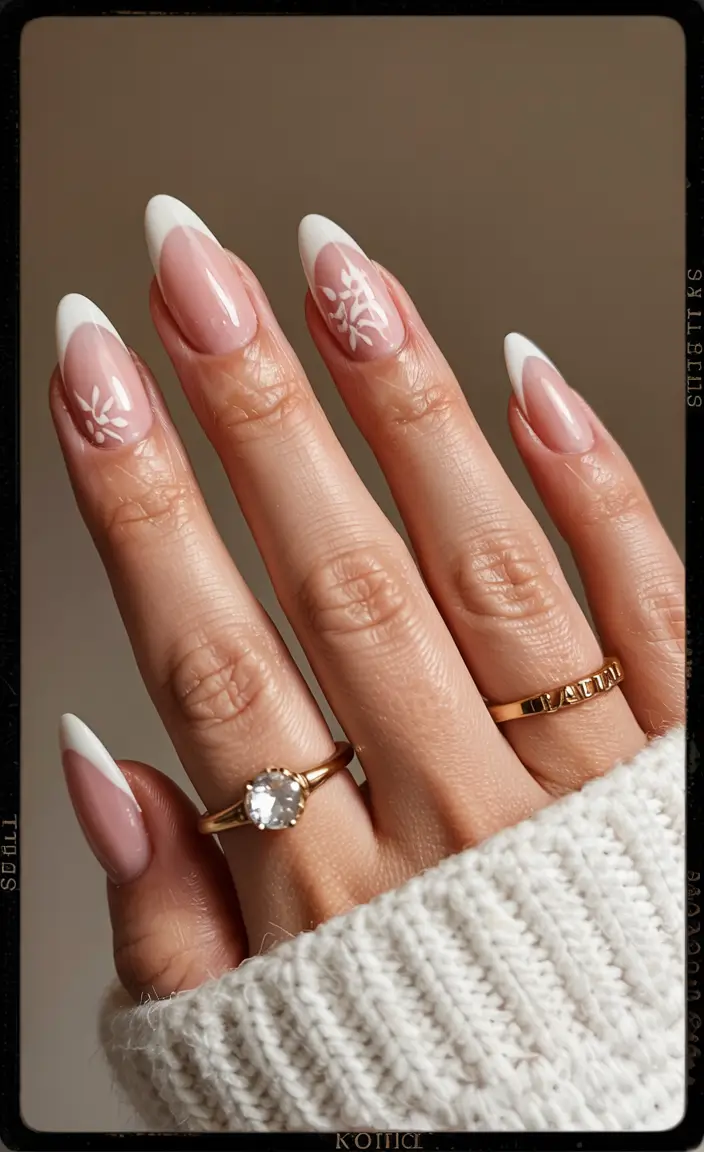cute nails 2026 Soft French With Floating Florals