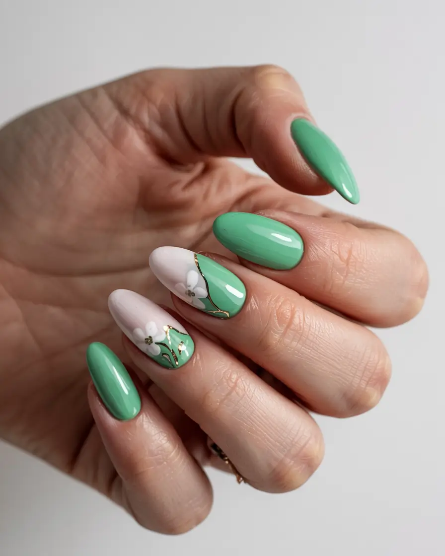 cute nails 2026 Modern Garden With Gold Accents