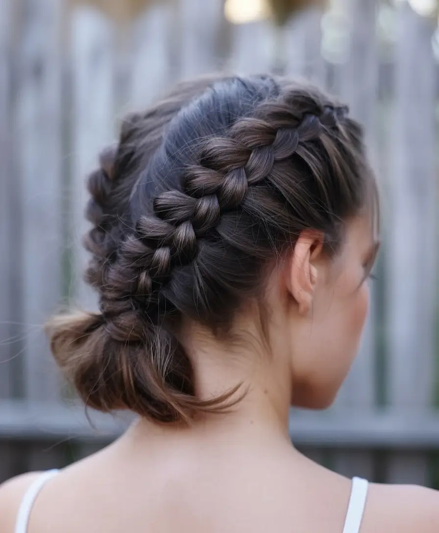 easy hairstyle ideas 2026+Milkmaid-Inspired Crown Braid into Bun