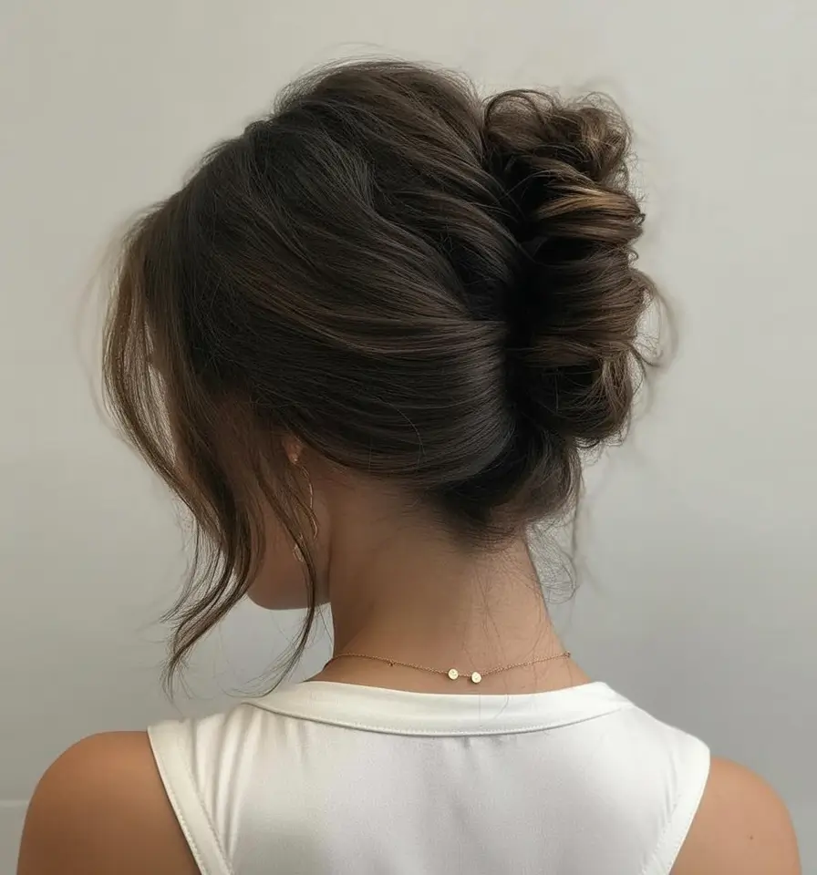 easy hairstyle ideas 2026+Undone Textured Chignon
