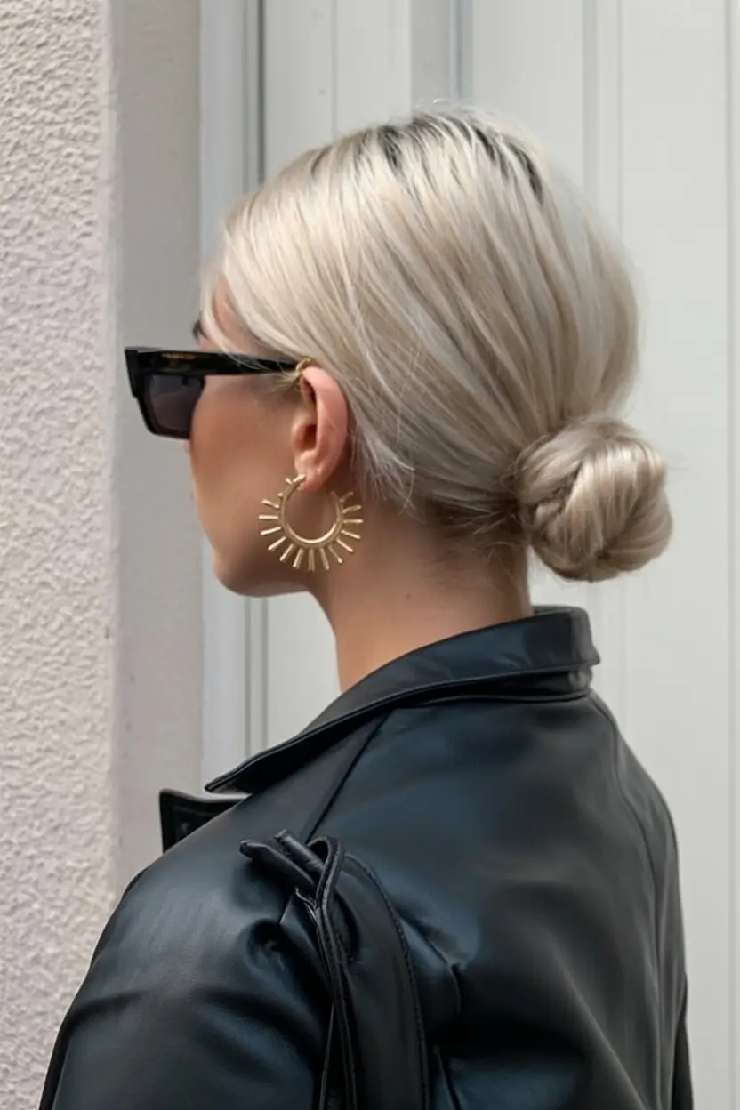 easy hairstyle ideas 2026+Platinum Sleek Low Bun