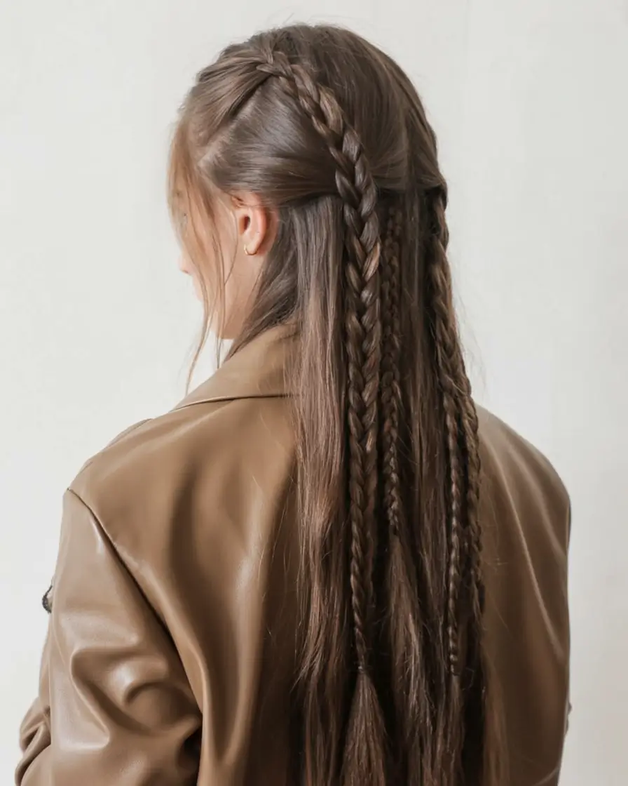 easy hairstyle ideas 2026+Bohemian-Inspired Long Braids