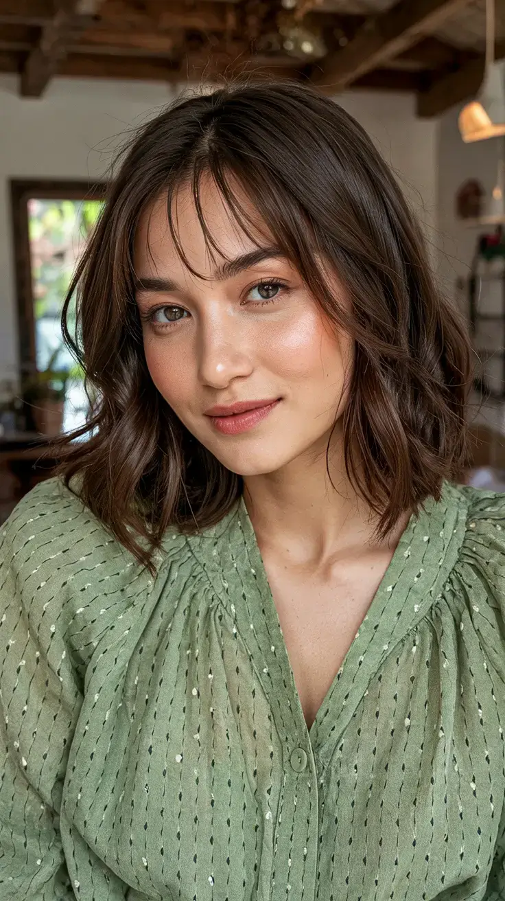 Fat Face Haircuts ideas 2026+Rounded Bob with See-Through Bangs