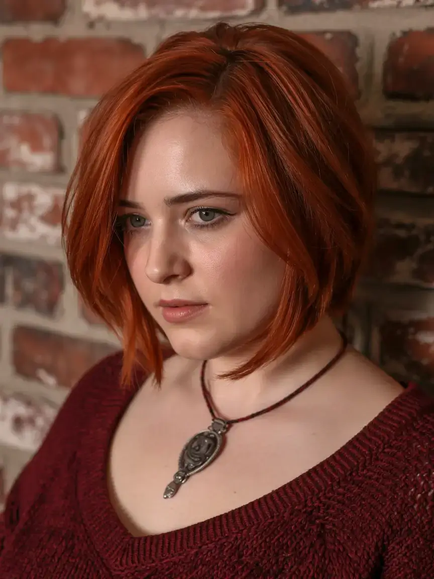 Fat Face Haircuts ideas 2026+Deep Side-Parted Asymmetrical Bob