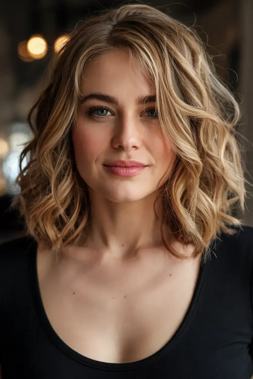 Fat Face Haircuts ideas 2026+Blonde Beach Bob with Soft Curls