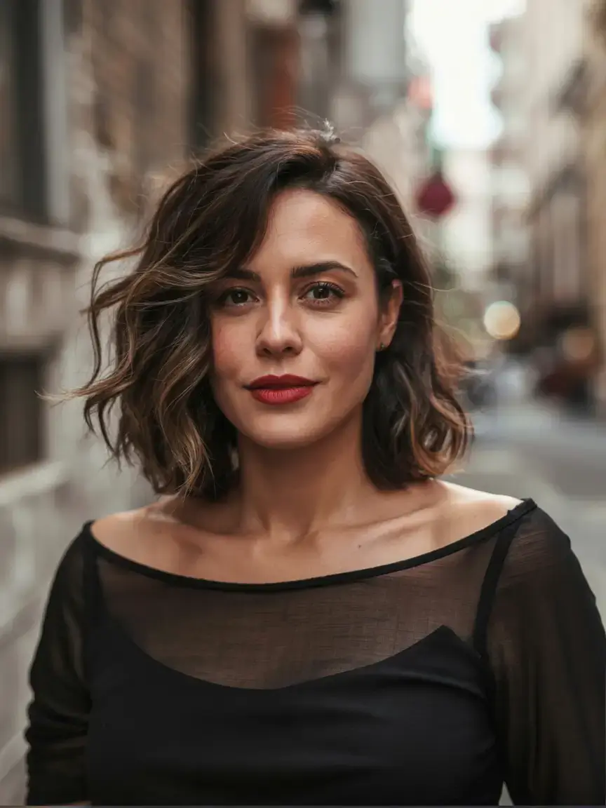 Fat Face Haircuts ideas 2026+Urban Asymmetrical Bob with Side Flip