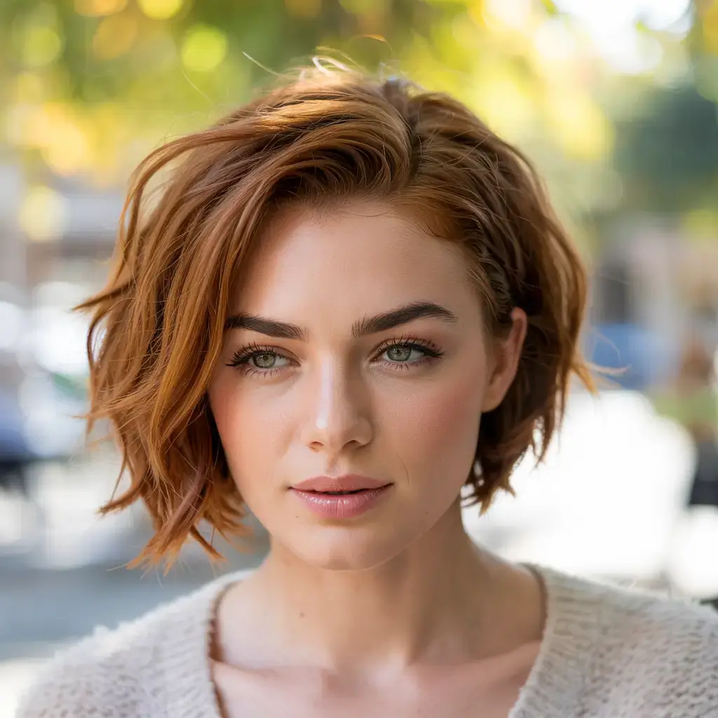 Fat Face Haircuts ideas 2026+Textured Auburn Pixie Bob