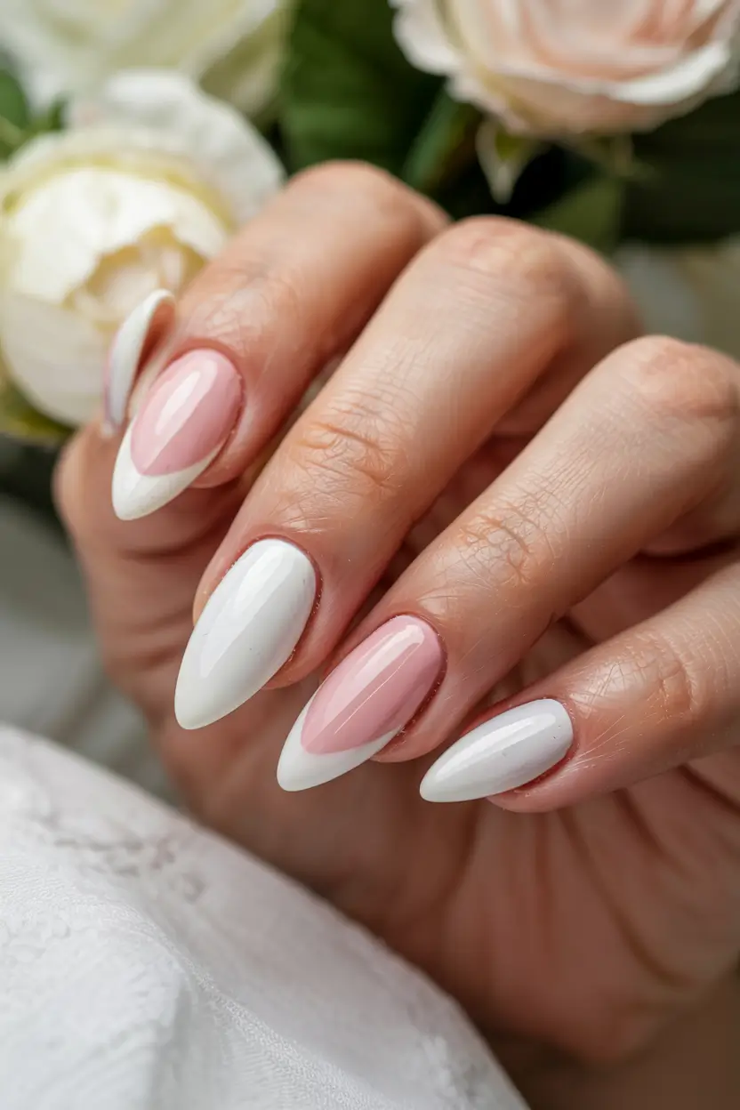 french nails 2026 Half-and-Half Soft Drama