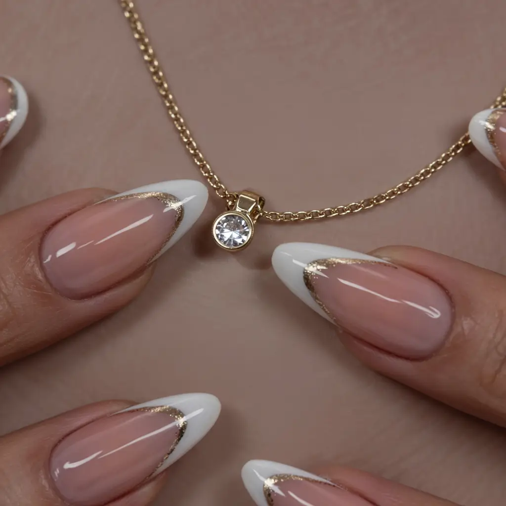 french nails 2026 Gilded French with a Delicate Trace