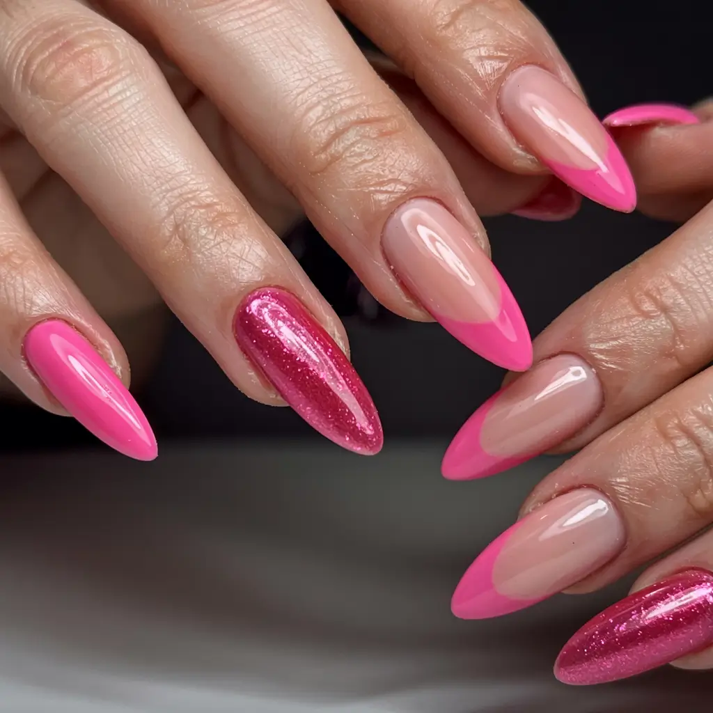 french nails 2026 Barbiecore French Goes Full Pink
