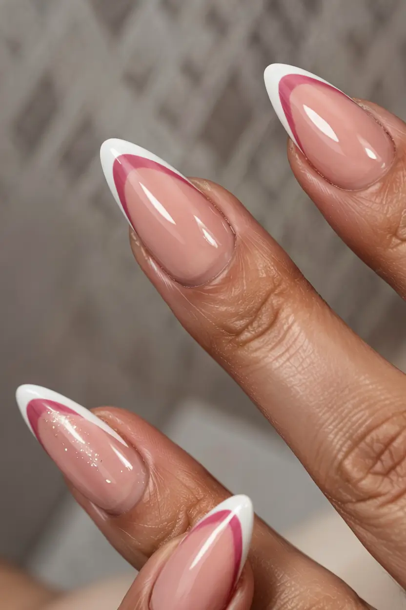 french nails 2026 Double-Layered French with a Modern Arch