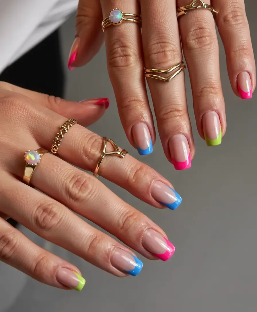 french nails 2026 Color Pop French for the Playful Minimalist
