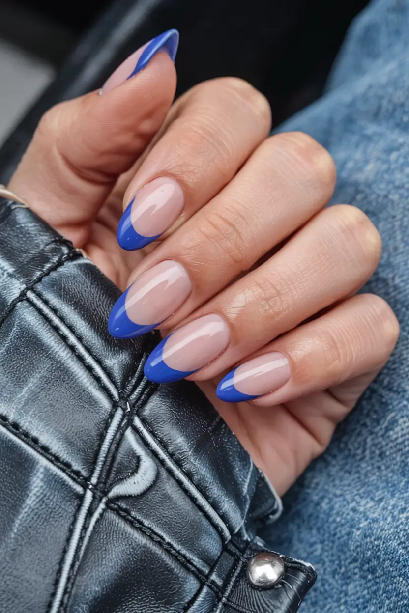 french nails 2026 Cobalt Smile Line with a Sporty Kick