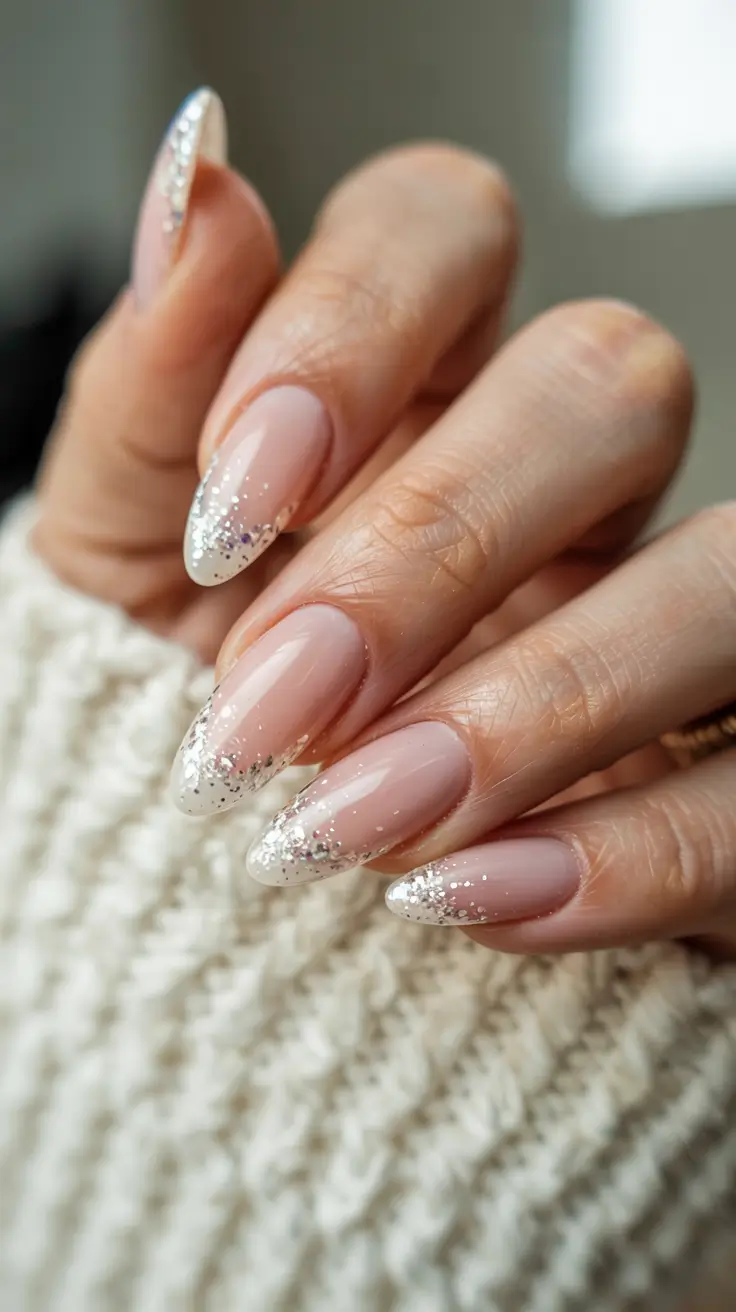 gel nails 2026 Frosted Tips and Sparkles