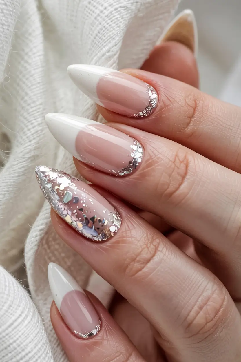 gel nails 2026 Confetti Chic French