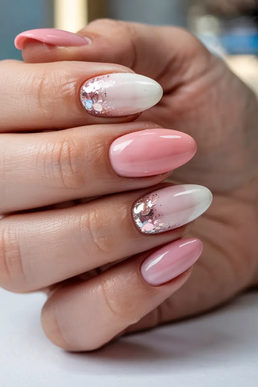 gel nails 2026 Petal Glitter Bloom