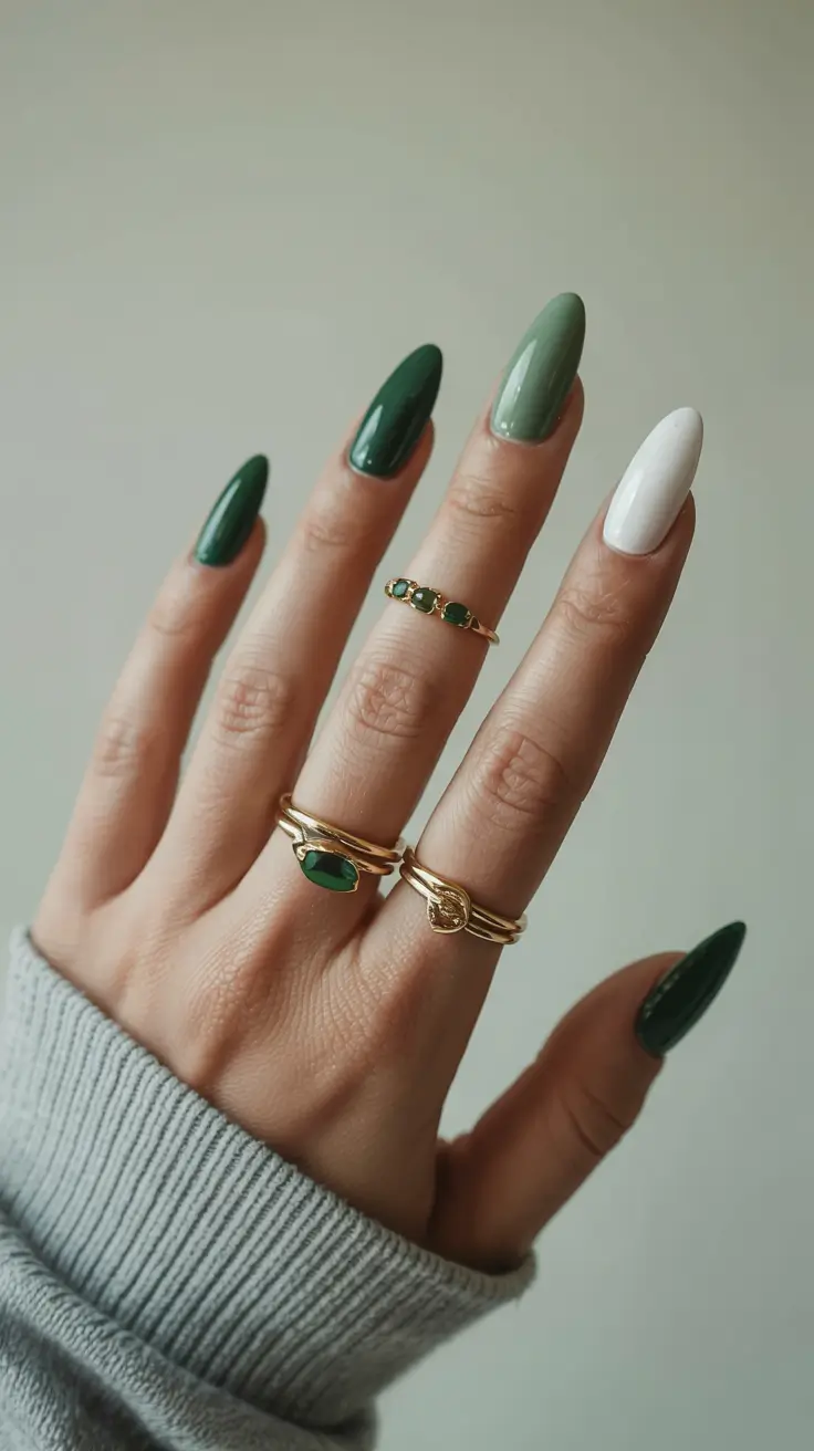 green nails 2026 Gradient Garden Party