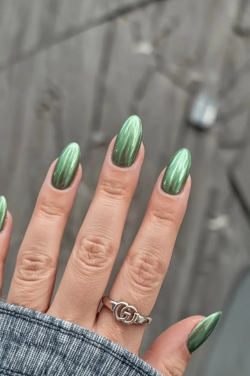 green nails 2026 Celadon Chrome Street Vibe