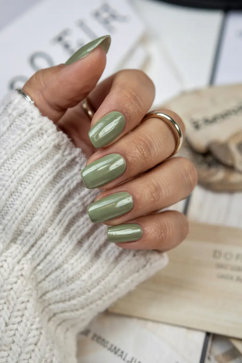 green nails 2026 Soft Sage for Cozy Days