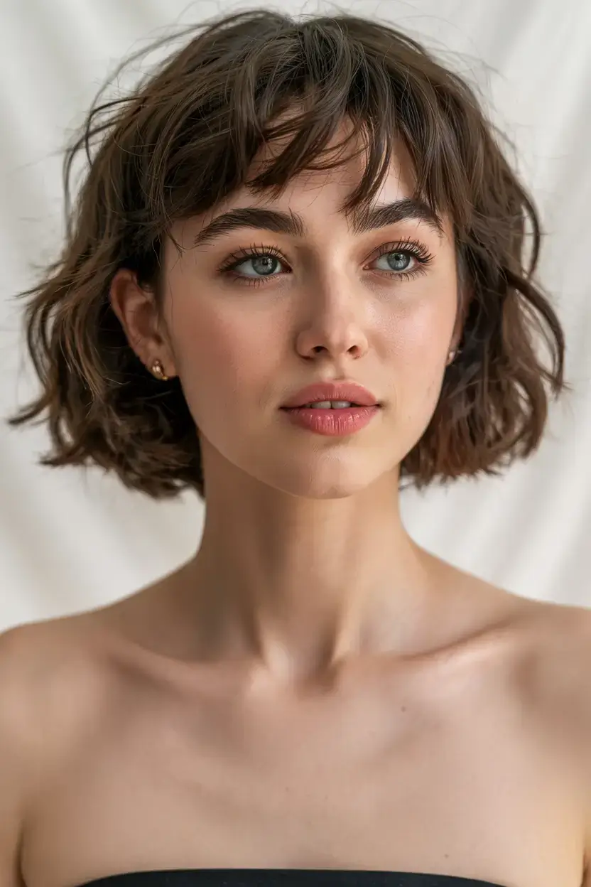 Haircuts for Chubby Faces ideas 2026+Choppy French Pixie Bob with Piecey Fringe