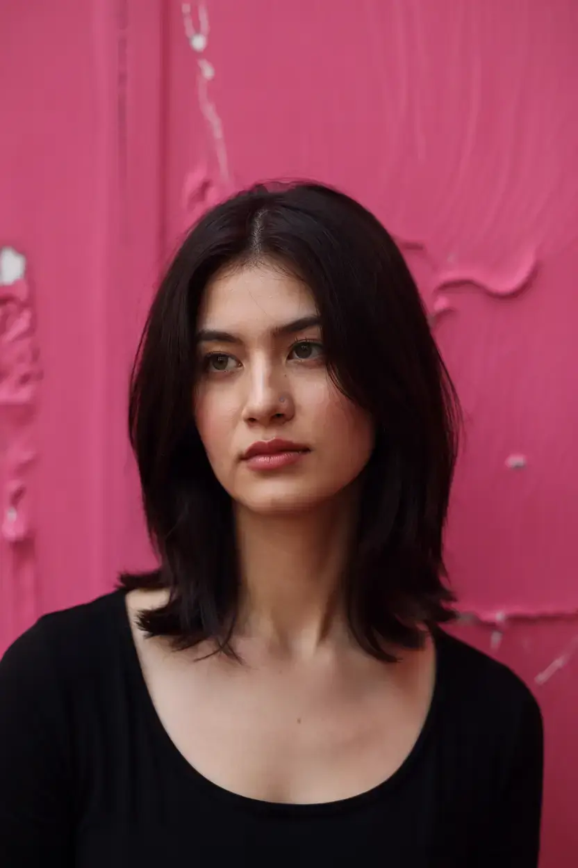 Haircuts for Chubby Faces ideas 2026+Feathered Collarbone Layers with Natural Shine