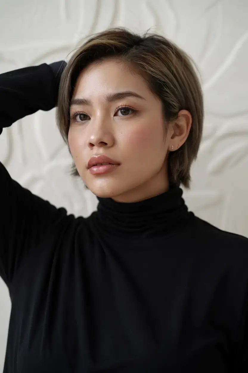 Haircuts for Chubby Faces ideas 2026+Chic Tapered Pixie with Side Volume