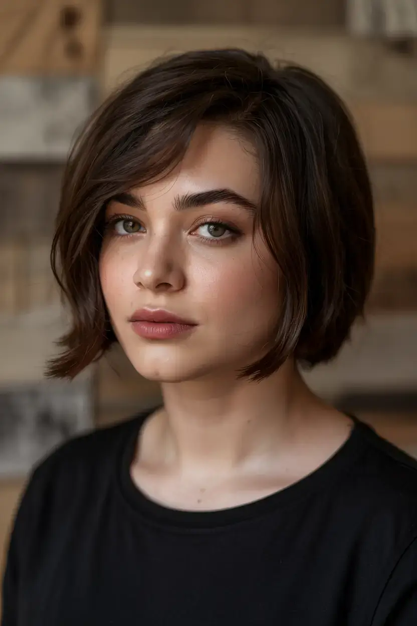 Haircuts for Plus Size Women ideas 2026+Curved Contour Bob with Subtle Flip
