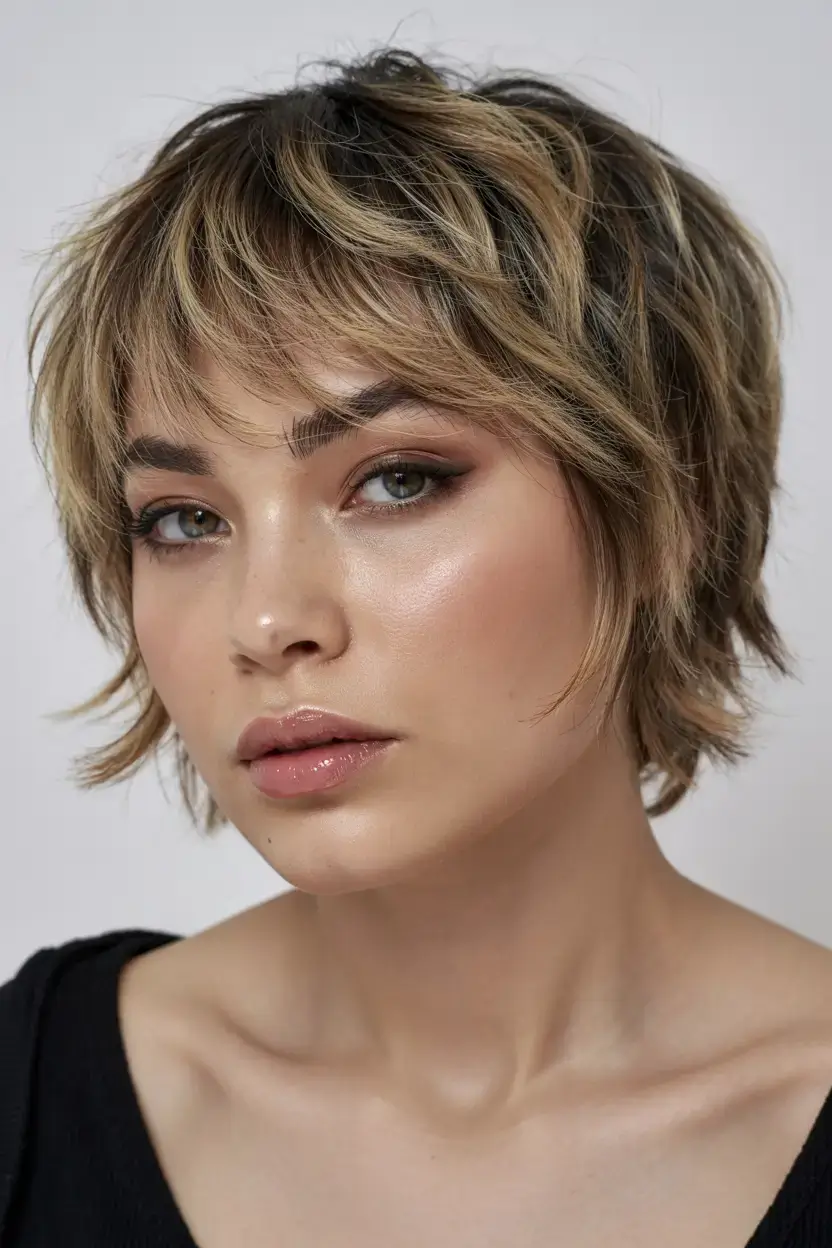 Haircuts for Plus Size Women ideas 2026+Platinum Shag with Rocker Edge