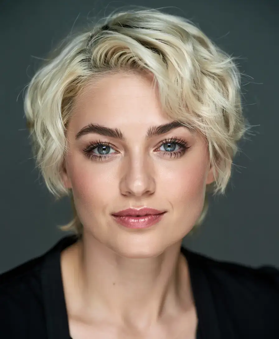 Haircuts for Plus Size Women ideas 2026+Platinum Ripple Crop with Editorial Edge