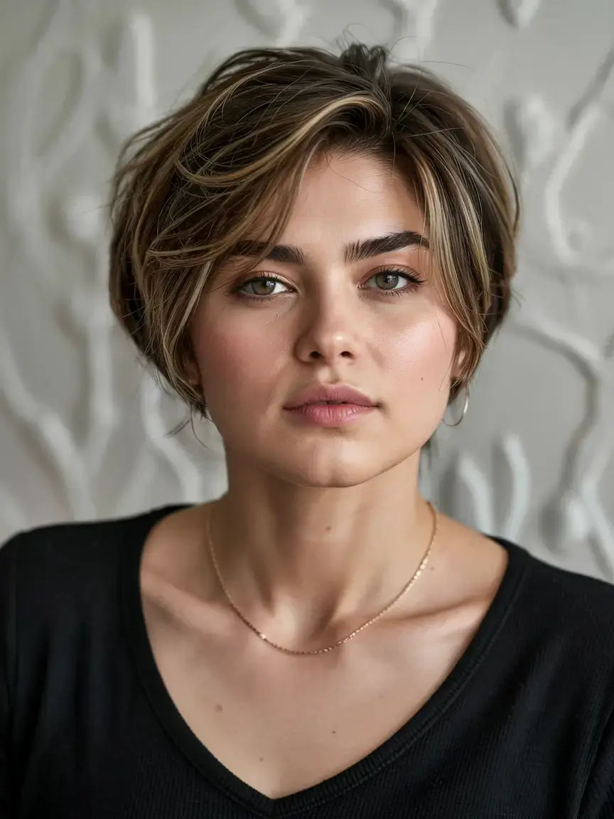 Haircuts for Plus Size Women ideas 2026+Face-Framing Bob with Shadow Roots
