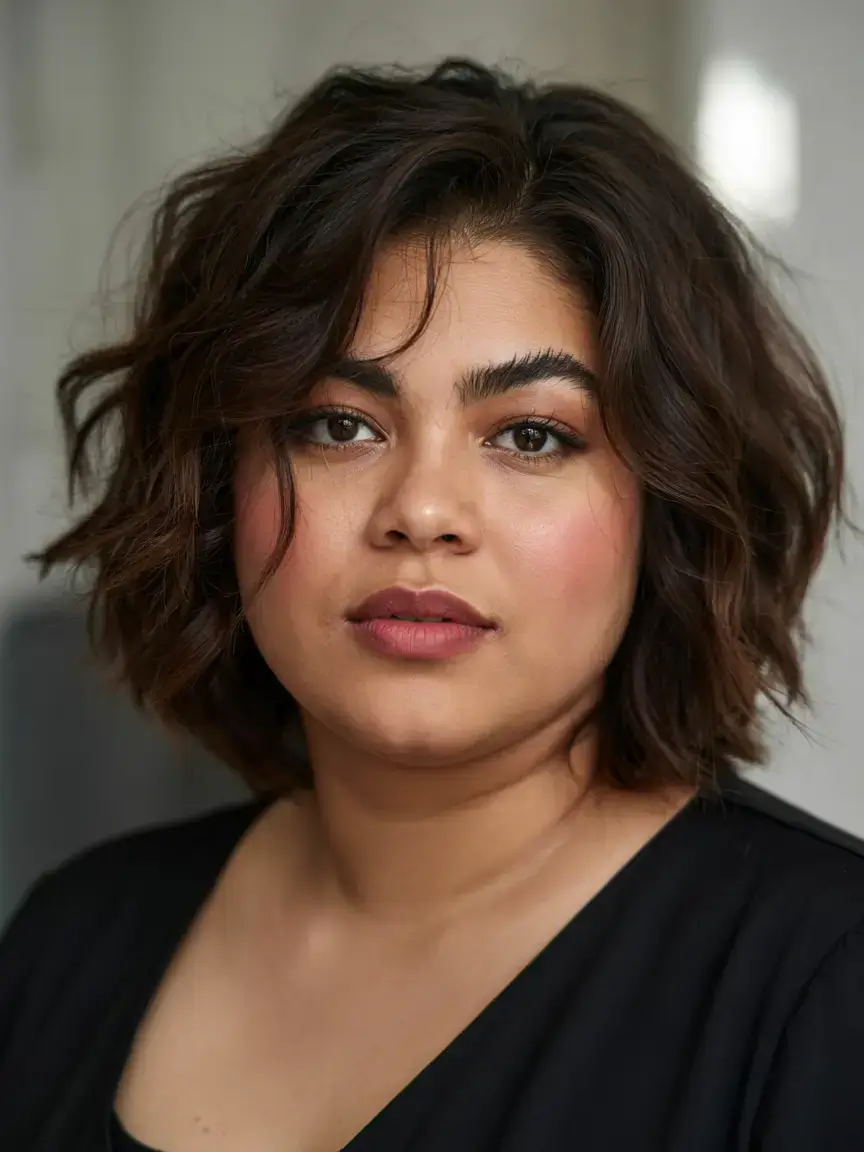 Haircuts for Plus Size Women ideas 2026+Textured Lob with Airy Mid-Part Volume
