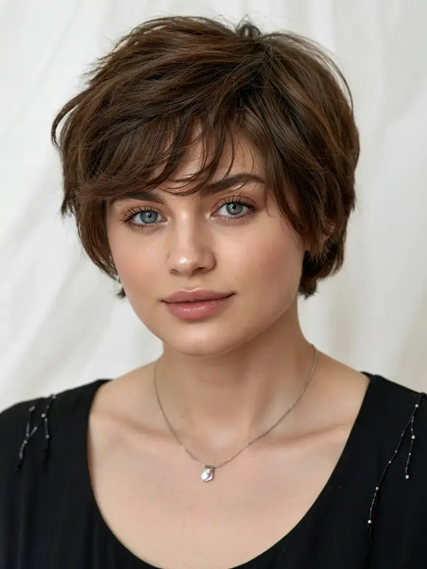 Haircuts for Plus Size Women ideas 2026+Textured French Pixie with Soft Layers