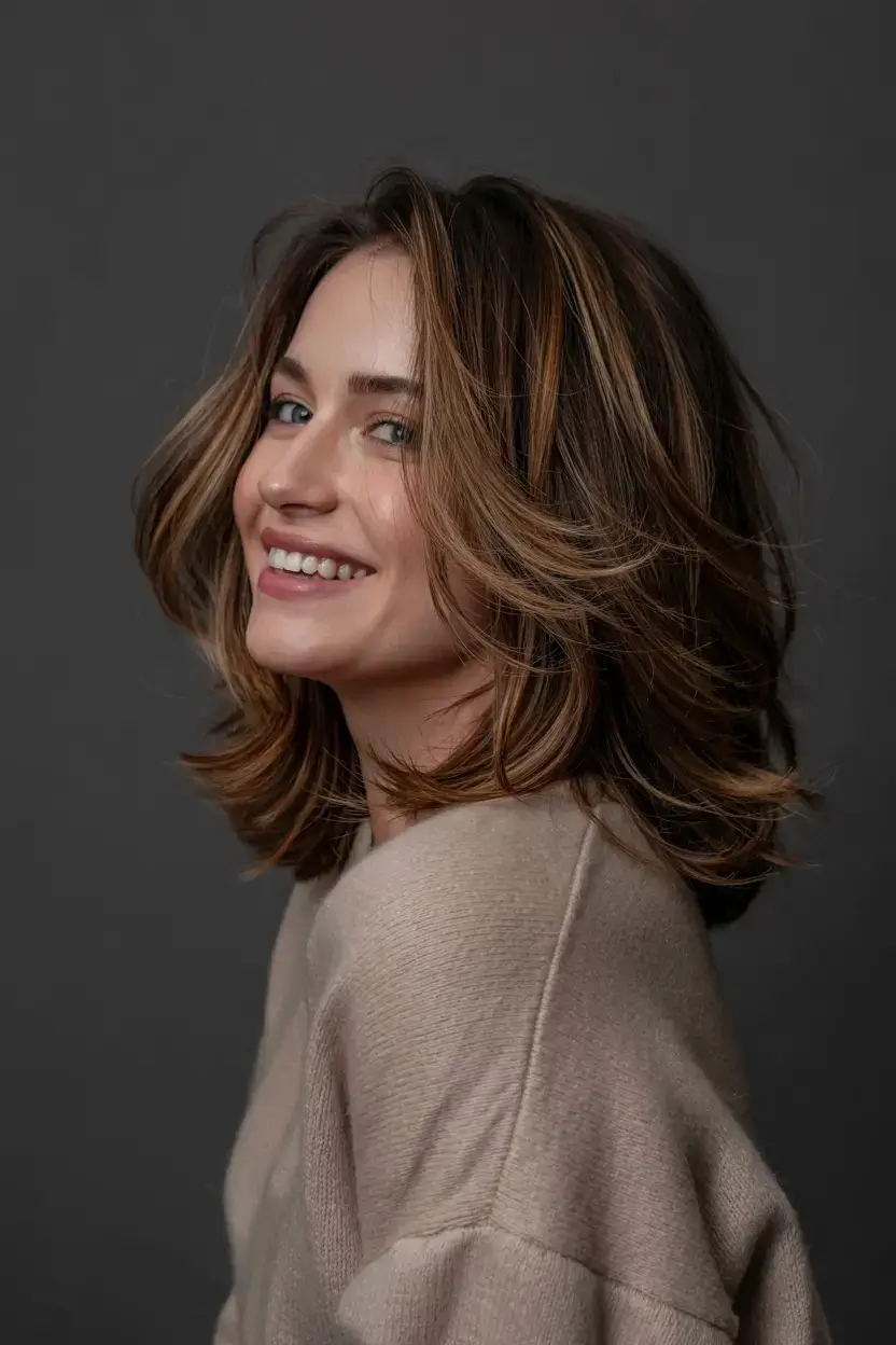 Haircuts for Women Over 40 ideas for 2026 Layered Blowout Lob with Face Framing Flow