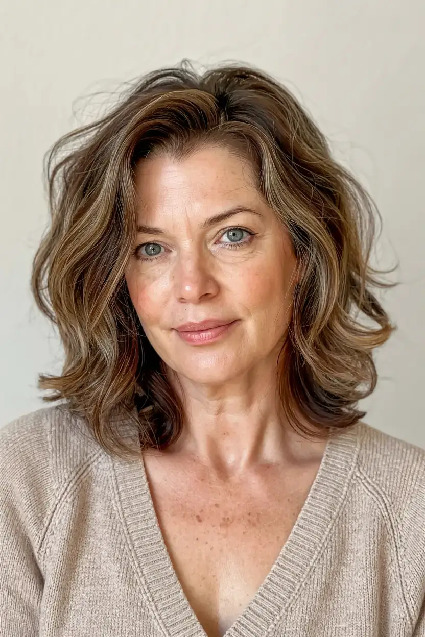 Haircuts for Women Over 40 ideas for 2026 Volumized Mid-Length Shag