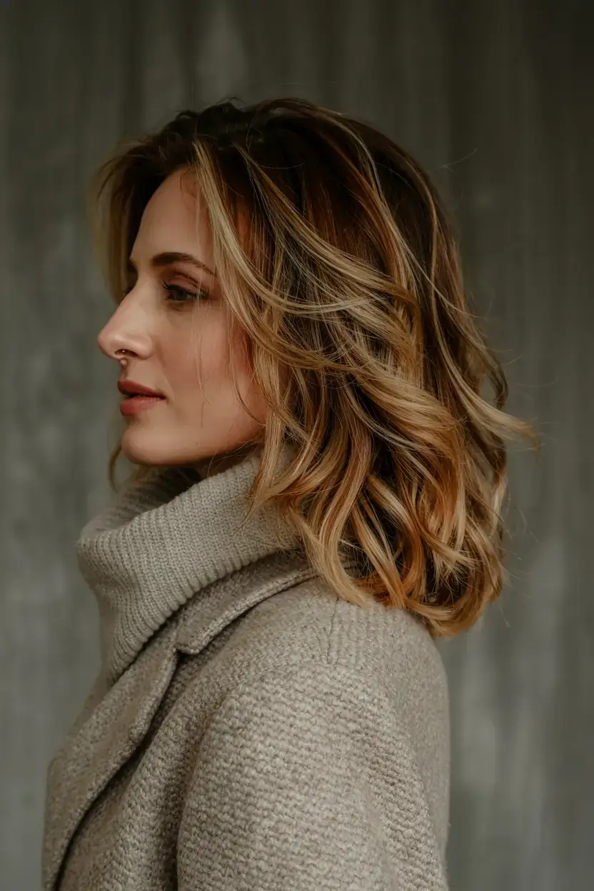 Haircuts for Women Over 40 ideas for 2026 Golden Copper Balayage with Structured Curl